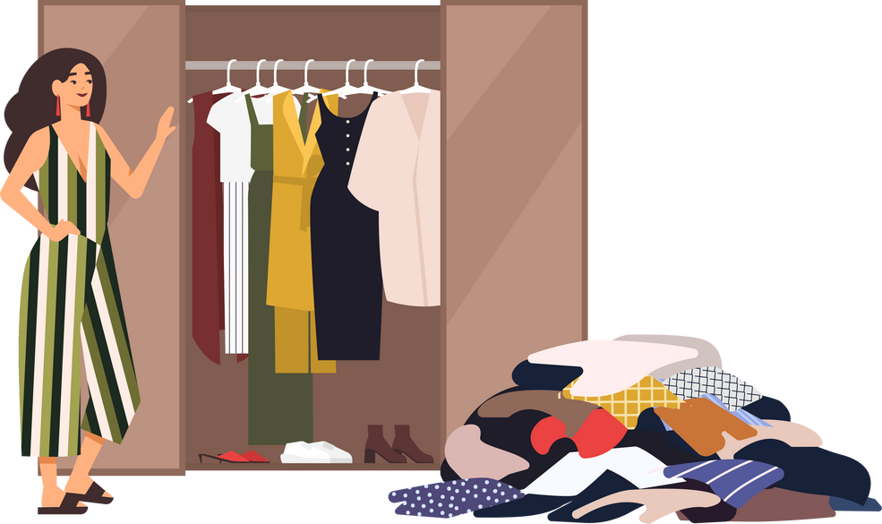 Woman Standing Beside an Open Closet