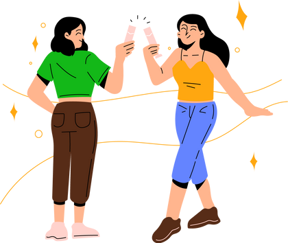 Lined Bright Friends Toasting