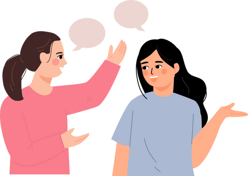 women talking to each other